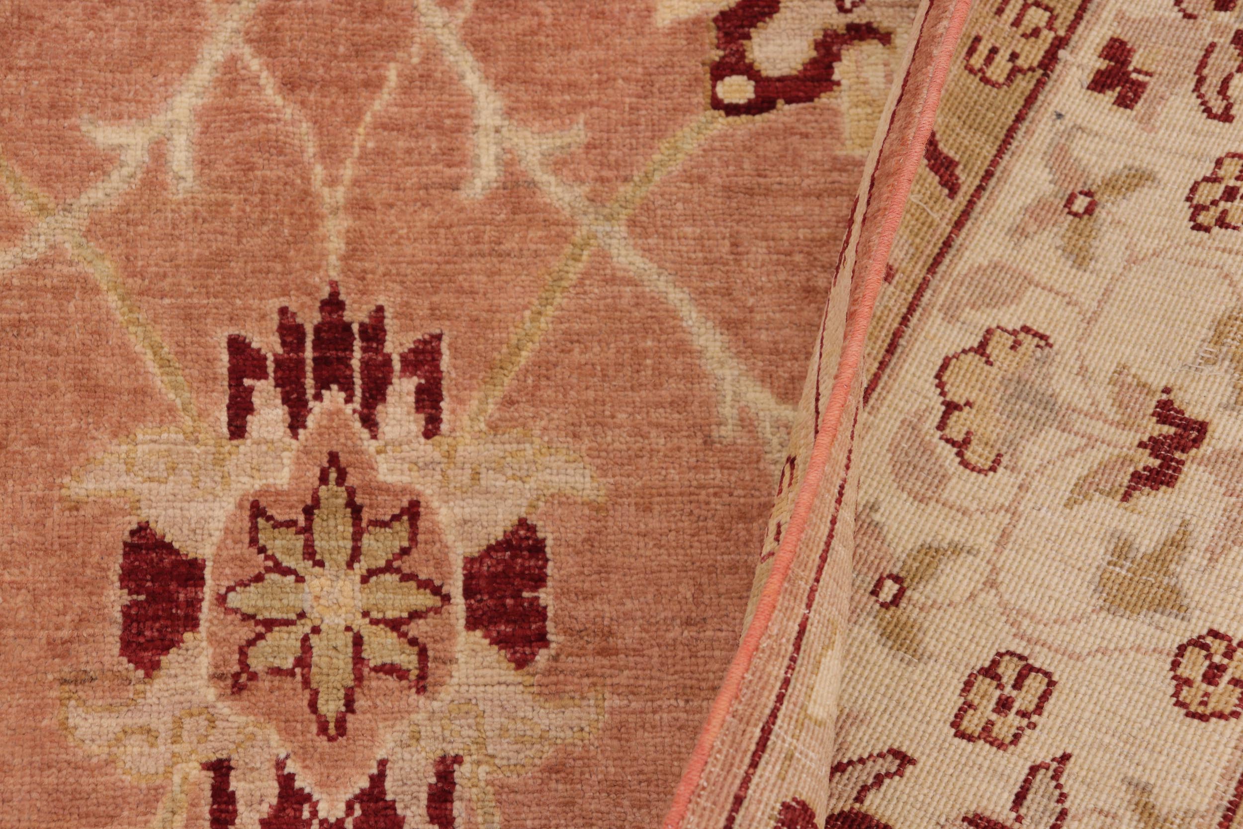 handmade Transitional Kafkaz Peach Tan Hand Knotted RECTANGLE 100% WOOL area rug 9' x 12'