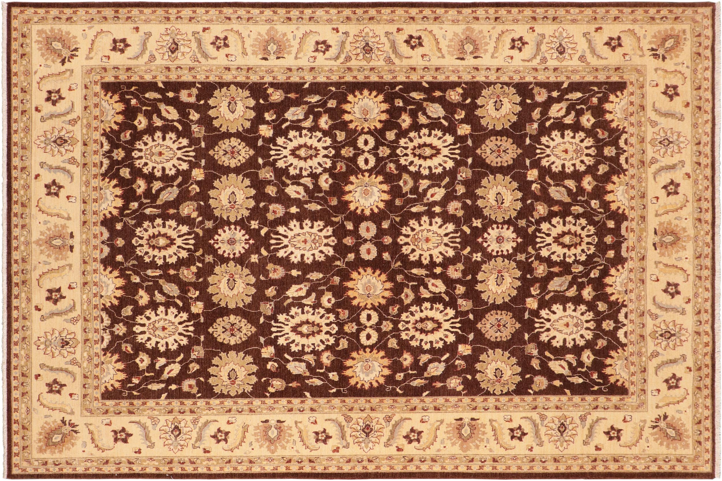 handmade Transitional Kafkaz Brown Beige Hand Knotted RECTANGLE 100% WOOL area rug 8' x 10'