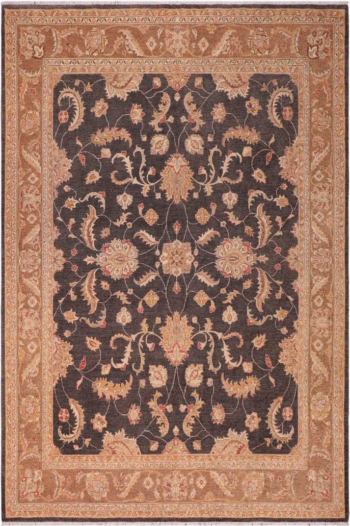 handmade Traditional Kafkaz Charcoal Lt. Brown Hand Knotted RECTANGLE 100% WOOL area rug 8X10