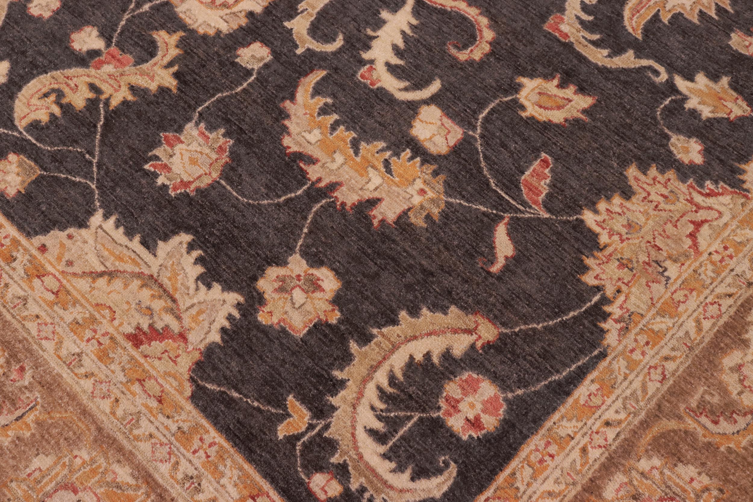 handmade Traditional Kafkaz Charcoal Lt. Brown Hand Knotted RECTANGLE 100% WOOL area rug 8x10