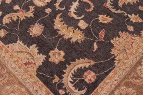 handmade Traditional Kafkaz Charcoal Lt. Brown Hand Knotted RECTANGLE 100% WOOL area rug 8x10
