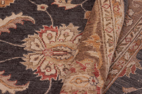 handmade Traditional Kafkaz Charcoal Lt. Brown Hand Knotted RECTANGLE 100% WOOL area rug 8x10