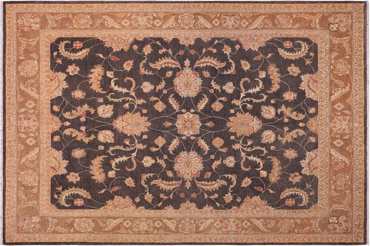 handmade Traditional Kafkaz Charcoal Lt. Brown Hand Knotted RECTANGLE 100% WOOL area rug 8x10
