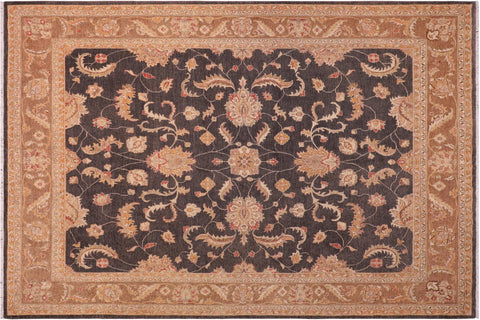 handmade Traditional Kafkaz Charcoal Lt. Brown Hand Knotted RECTANGLE 100% WOOL area rug 8x10