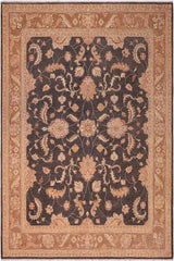 handmade Traditional Kafkaz Charcoal Lt. Brown Hand Knotted RECTANGLE 100% WOOL area rug 8X10
