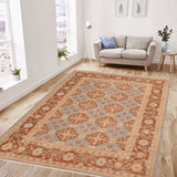 handmade Transitional Kafkaz Lt. Blue Brown Hand Knotted RECTANGLE 100% WOOL area rug 8 x 10