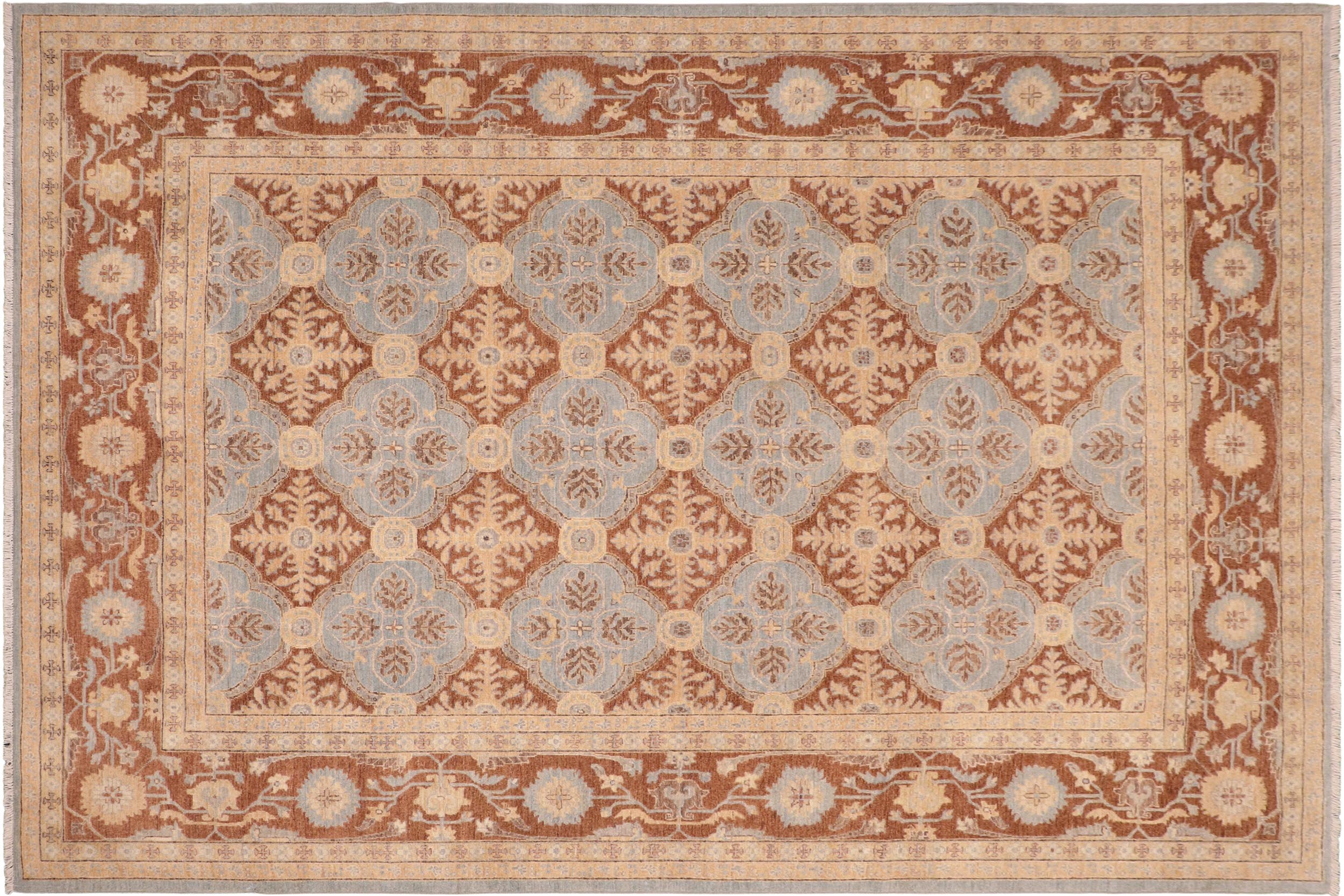 handmade Transitional Kafkaz Lt. Blue Brown Hand Knotted RECTANGLE 100% WOOL area rug 8' x 10'