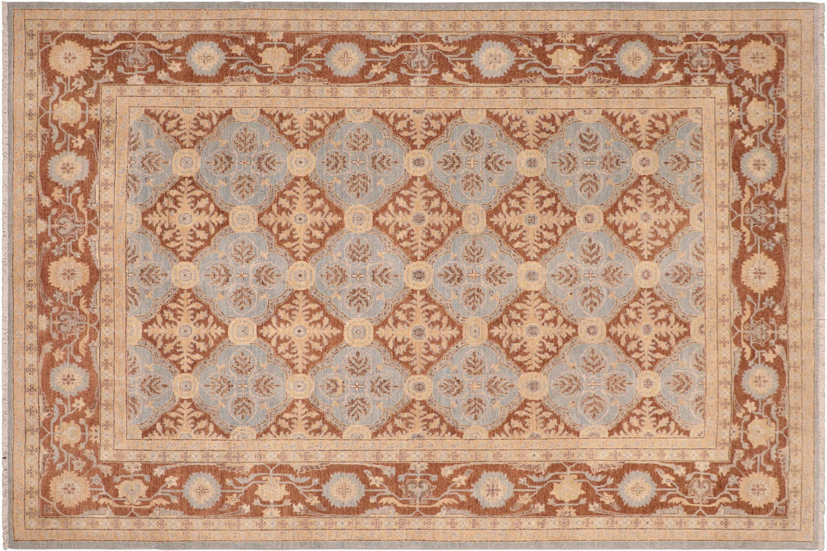 handmade Transitional Kafkaz Lt. Blue Brown Hand Knotted RECTANGLE 100% WOOL area rug 8' x 10'