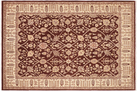 handmade Transitional Kafkaz Brown Ivory Hand Knotted RECTANGLE 100% WOOL area rug 8' x 11'