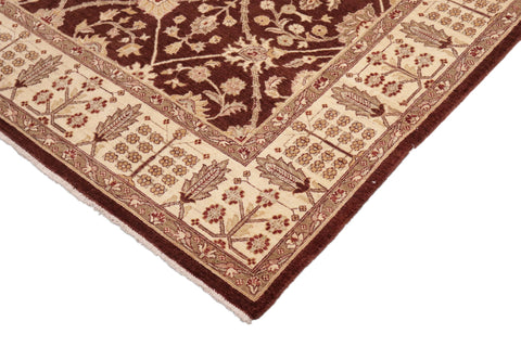 handmade Transitional Kafkaz Brown Ivory Hand Knotted RECTANGLE 100% WOOL area rug 8' x 11'