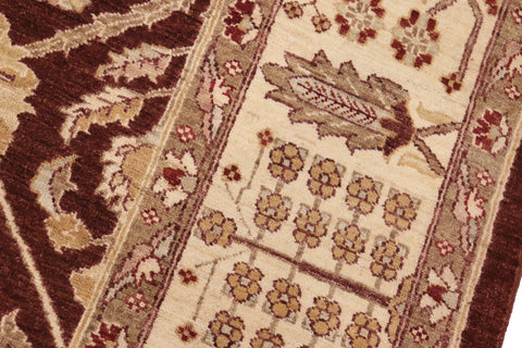 handmade Transitional Kafkaz Brown Ivory Hand Knotted RECTANGLE 100% WOOL area rug 8' x 11'