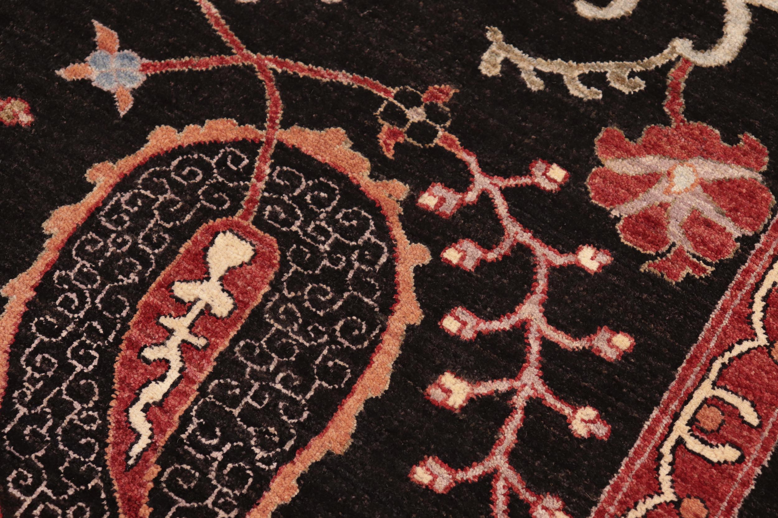 handmade Traditional Kafkaz Black Red Hand Knotted RECTANGLE 100% WOOL area rug 8' x 10'