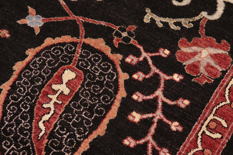 handmade Traditional Kafkaz Black Red Hand Knotted RECTANGLE 100% WOOL area rug 8' x 10'
