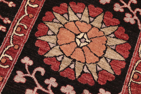 handmade Traditional Kafkaz Black Red Hand Knotted RECTANGLE 100% WOOL area rug 8' x 10'
