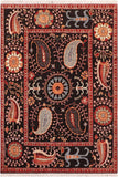 Eclectic Ziegler Ray Black/Red Wool Rug - 8'2'' x 10'2''