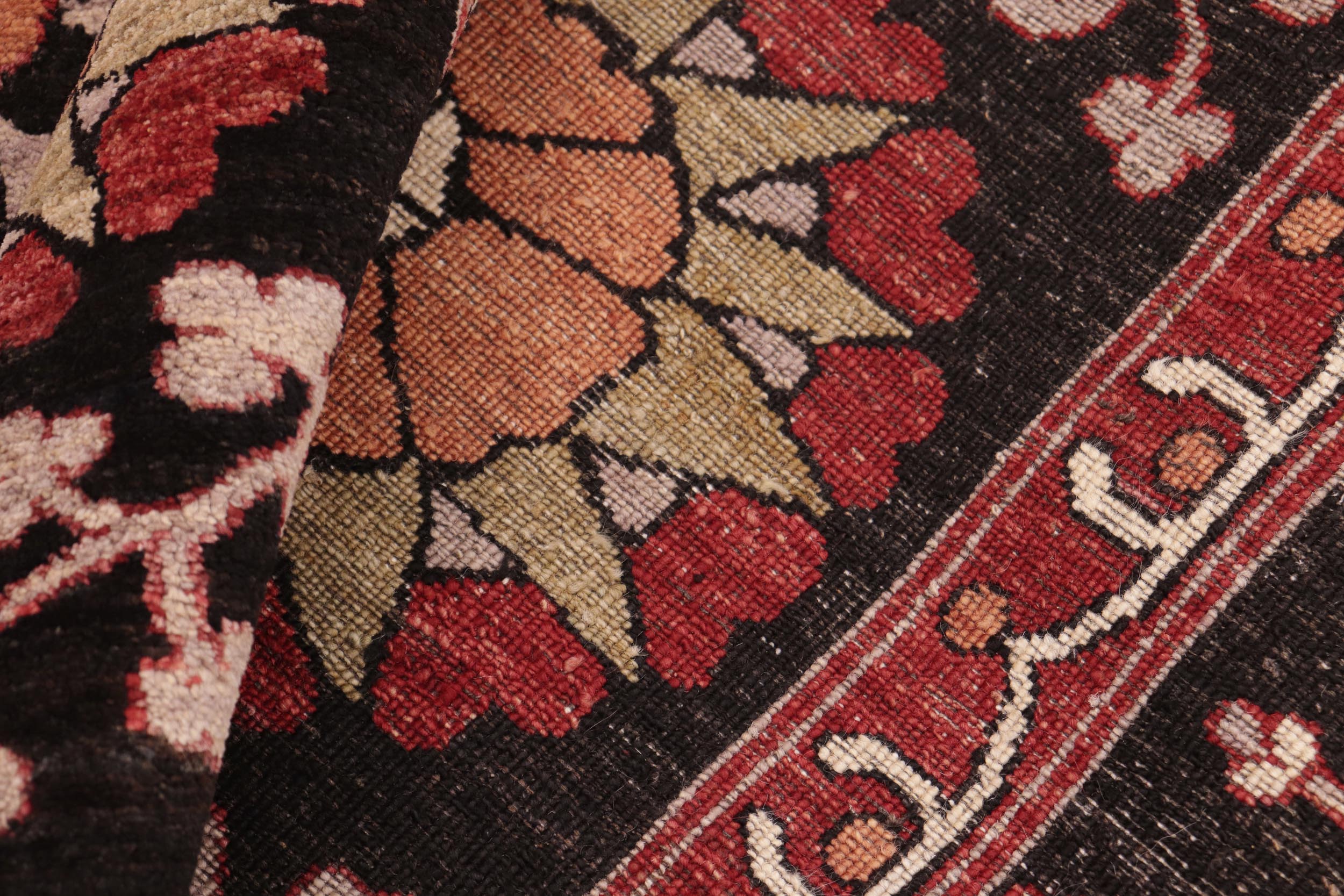 handmade Traditional Kafkaz Black Red Hand Knotted RECTANGLE 100% WOOL area rug 8' x 10'