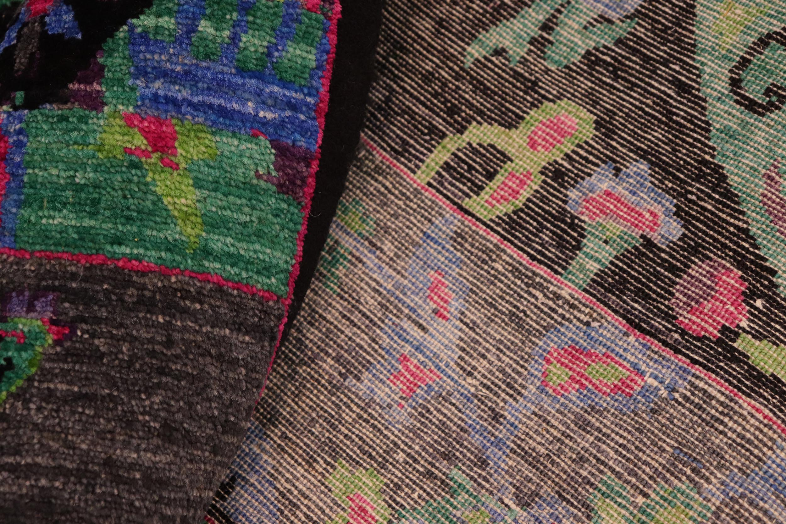 handmade Traditional Kafkaz Black Green Hand Knotted RECTANGLE 100% WOOL area rug 8x11