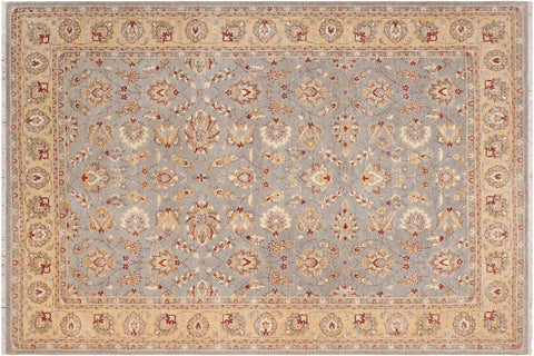 handmade Transitional Kafkaz Blue Beige Hand Knotted RECTANGLE 100% WOOL area rug 7' x 10'