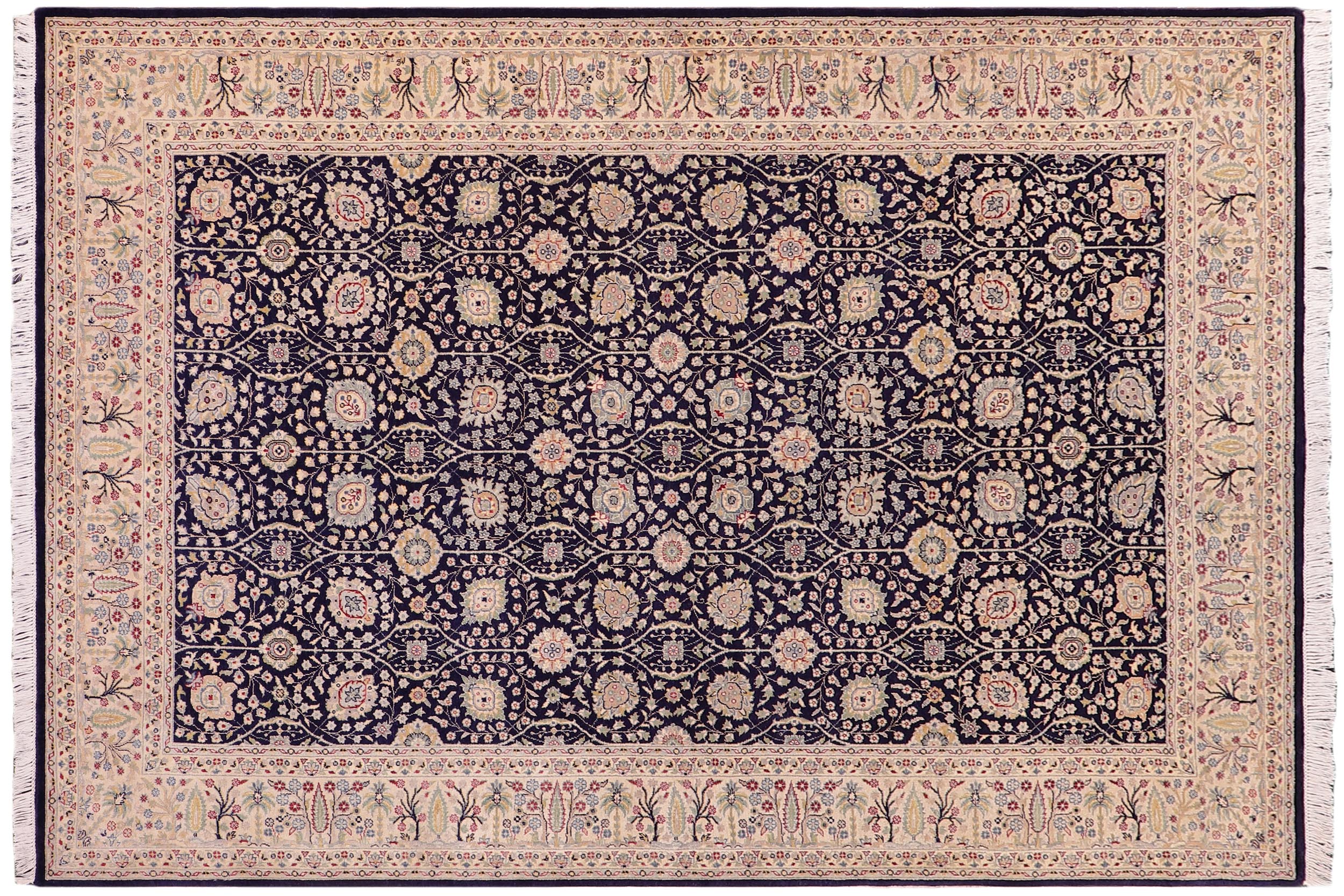 handmade Transitional Design Blue Tan Hand Knotted RECTANGLE 100% WOOL area rug 6' x 9'