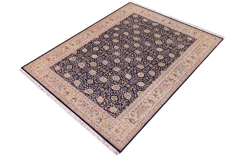 handmade Transitional Design Blue Tan Hand Knotted RECTANGLE 100% WOOL area rug 6' x 9'