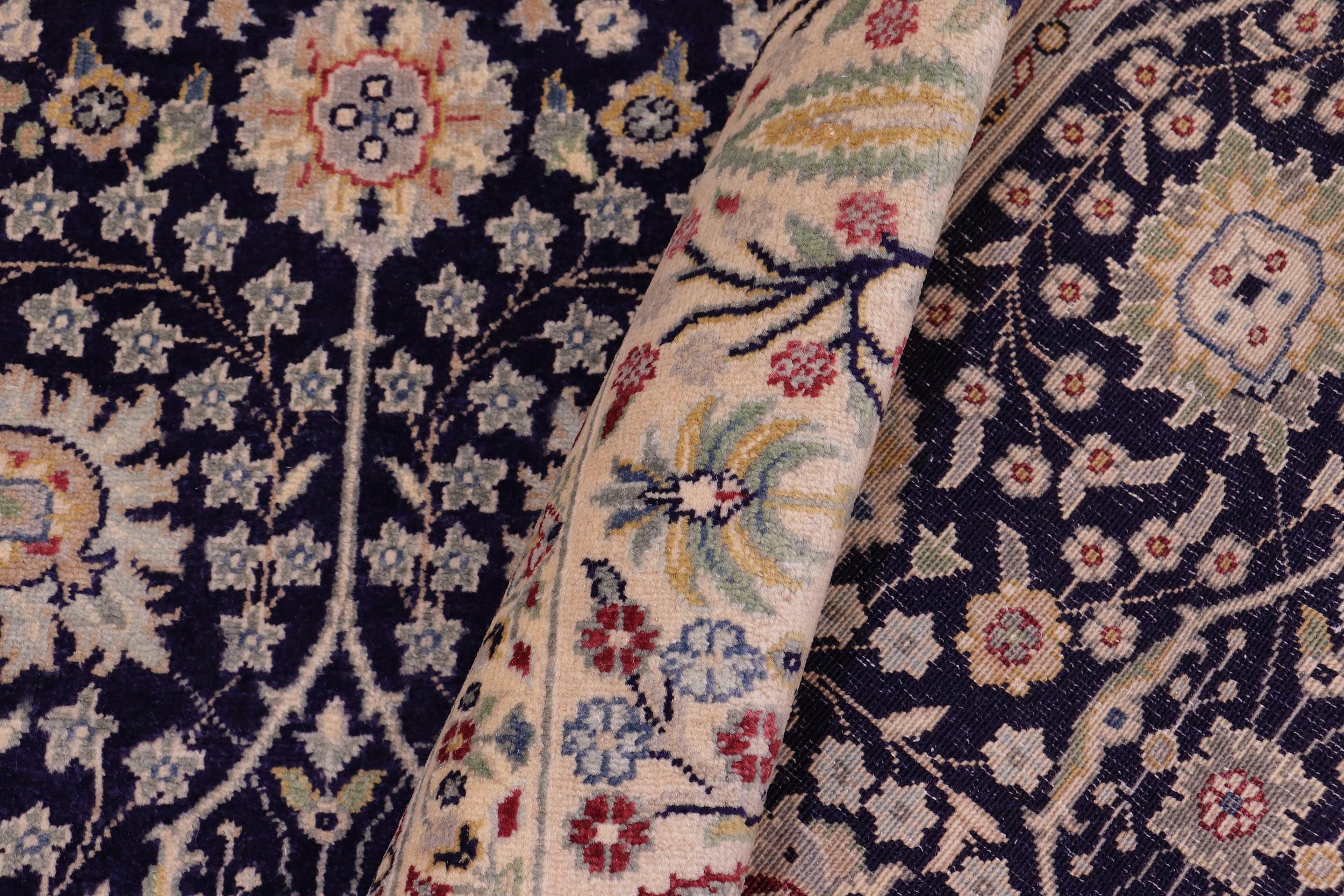 handmade Transitional Design Blue Tan Hand Knotted RECTANGLE 100% WOOL area rug 6' x 9'