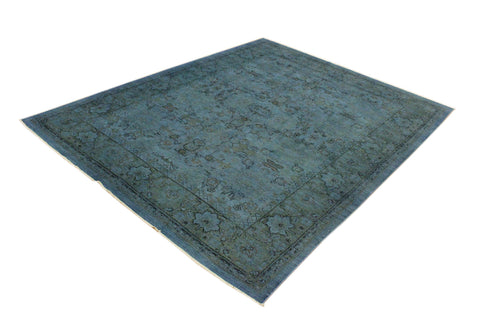 handmade Over Dyed Over Dyed Blue Lt. Green Hand Knotted RECTANGLE 100% WOOL area rug 8' x 10'