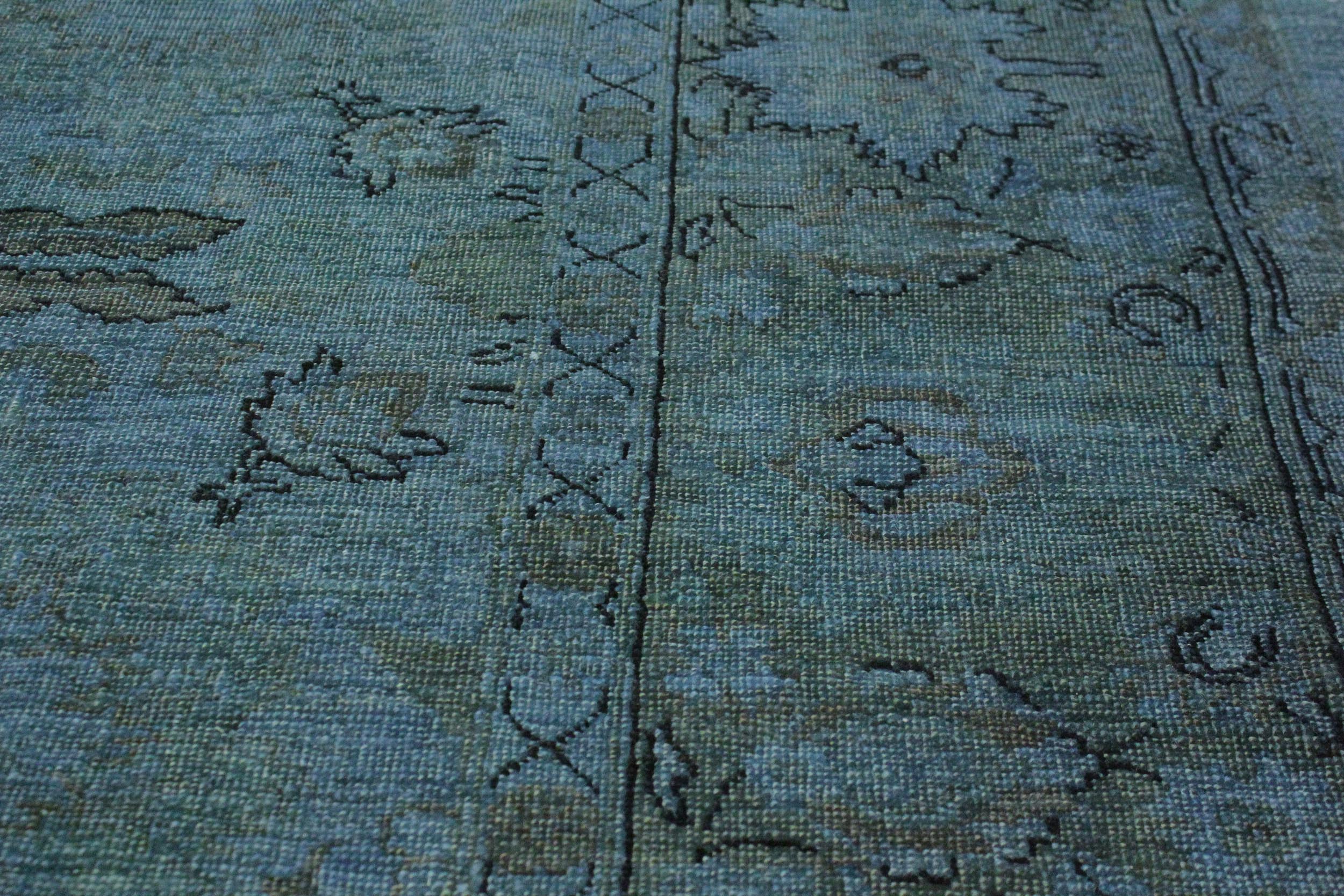 handmade Over Dyed Over Dyed Blue Lt. Green Hand Knotted RECTANGLE 100% WOOL area rug 8' x 10'