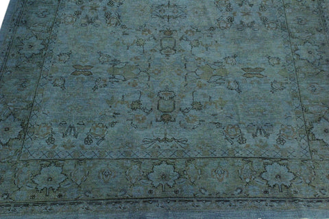 handmade Over Dyed Over Dyed Blue Lt. Green Hand Knotted RECTANGLE 100% WOOL area rug 8' x 10'
