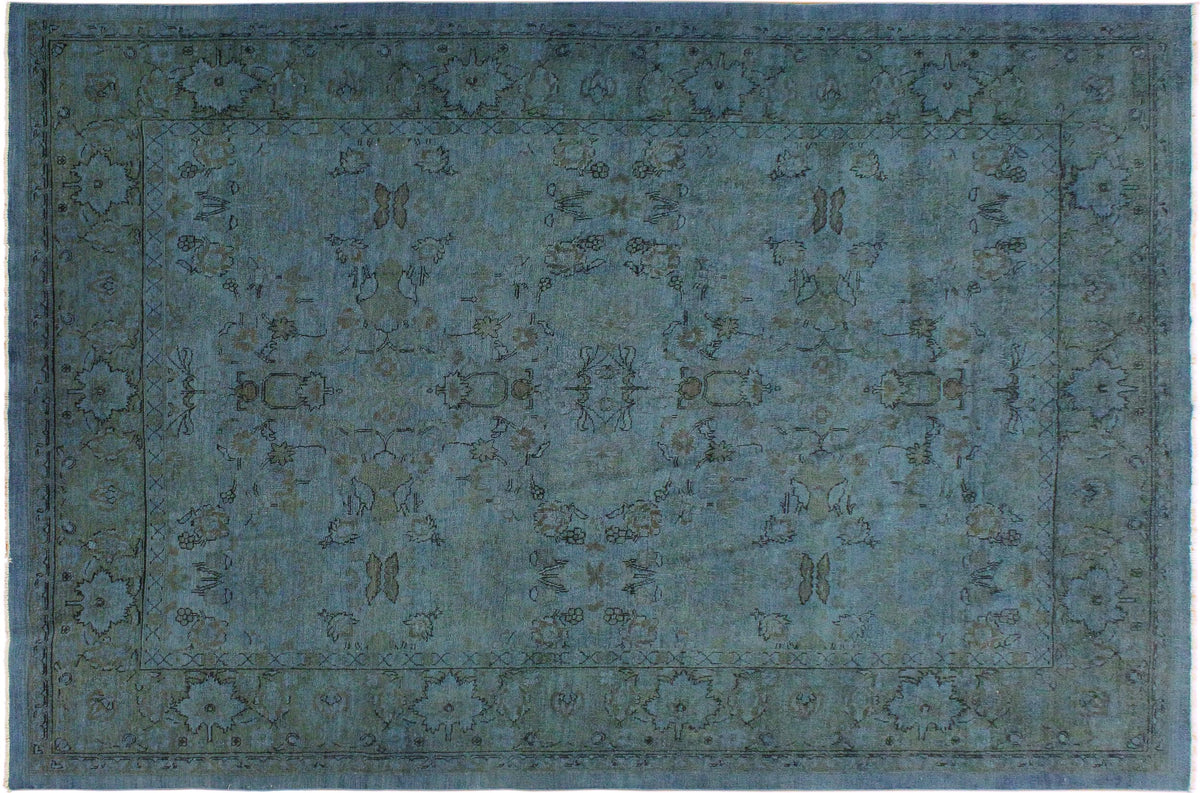 handmade Over Dyed Over Dyed Blue Lt. Green Hand Knotted RECTANGLE 100% WOOL area rug 8' x 10'