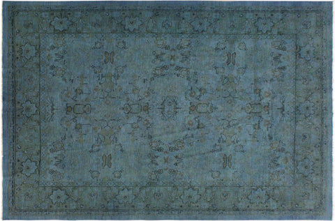 handmade Over Dyed Over Dyed Blue Lt. Green Hand Knotted RECTANGLE 100% WOOL area rug 8' x 10'