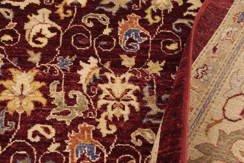 handmade Transitional Kafkaz Red Beige Hand Knotted RECTANGLE 100% WOOL area rug 9' x 12'