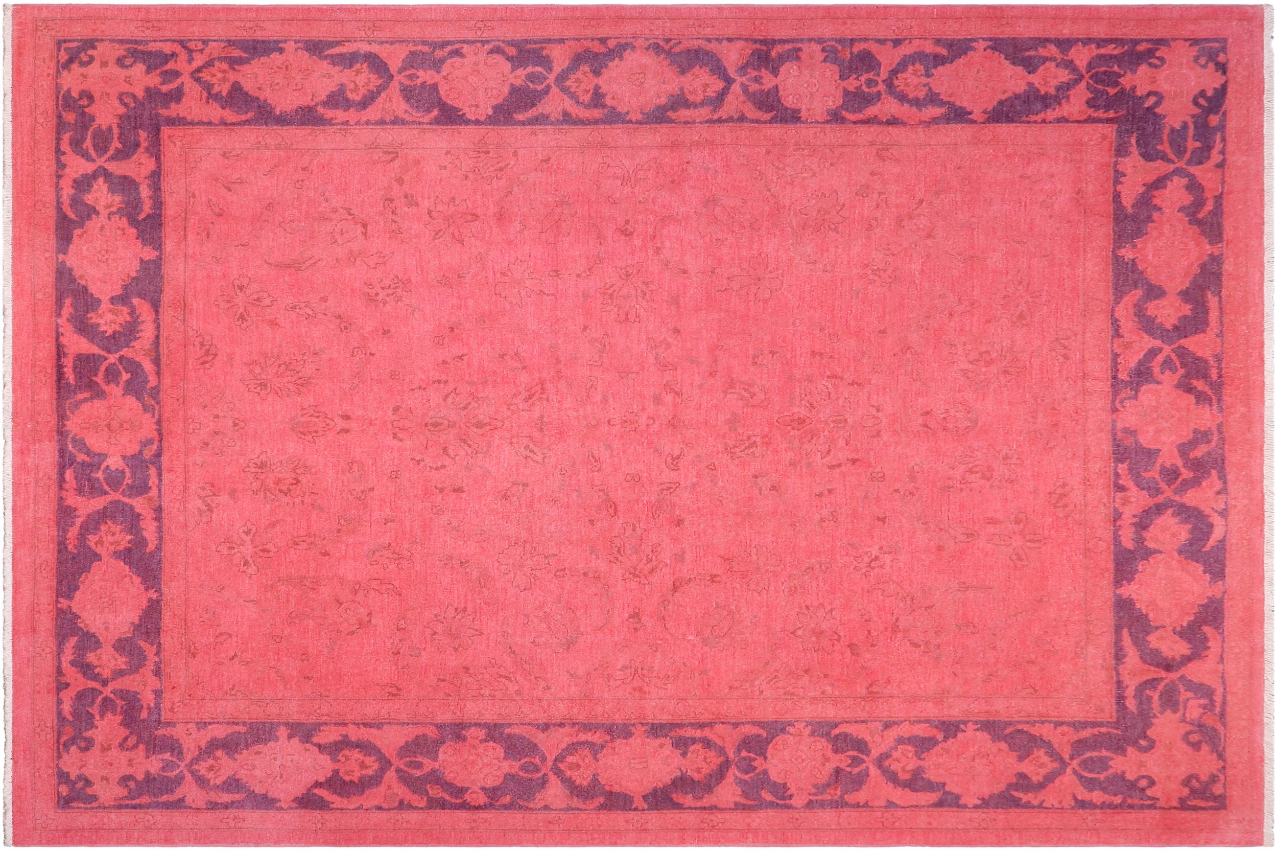 handmade Over Dyed Over Dyed Pink Blue Hand Knotted RECTANGLE 100% WOOL area rug 8' x 10'