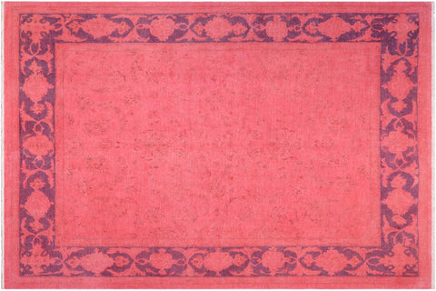 handmade Over Dyed Over Dyed Pink Blue Hand Knotted RECTANGLE 100% WOOL area rug 8' x 10'