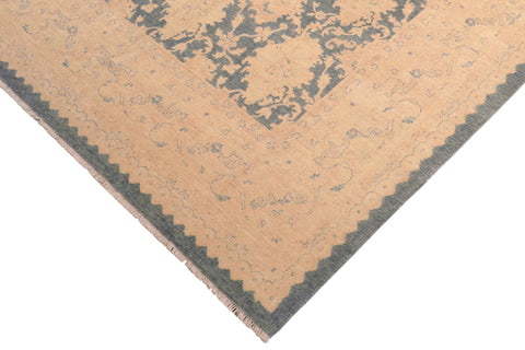handmade Transitional Kafkaz Blue Beige Hand Knotted RECTANGLE 100% WOOL area rug 8' x 10'