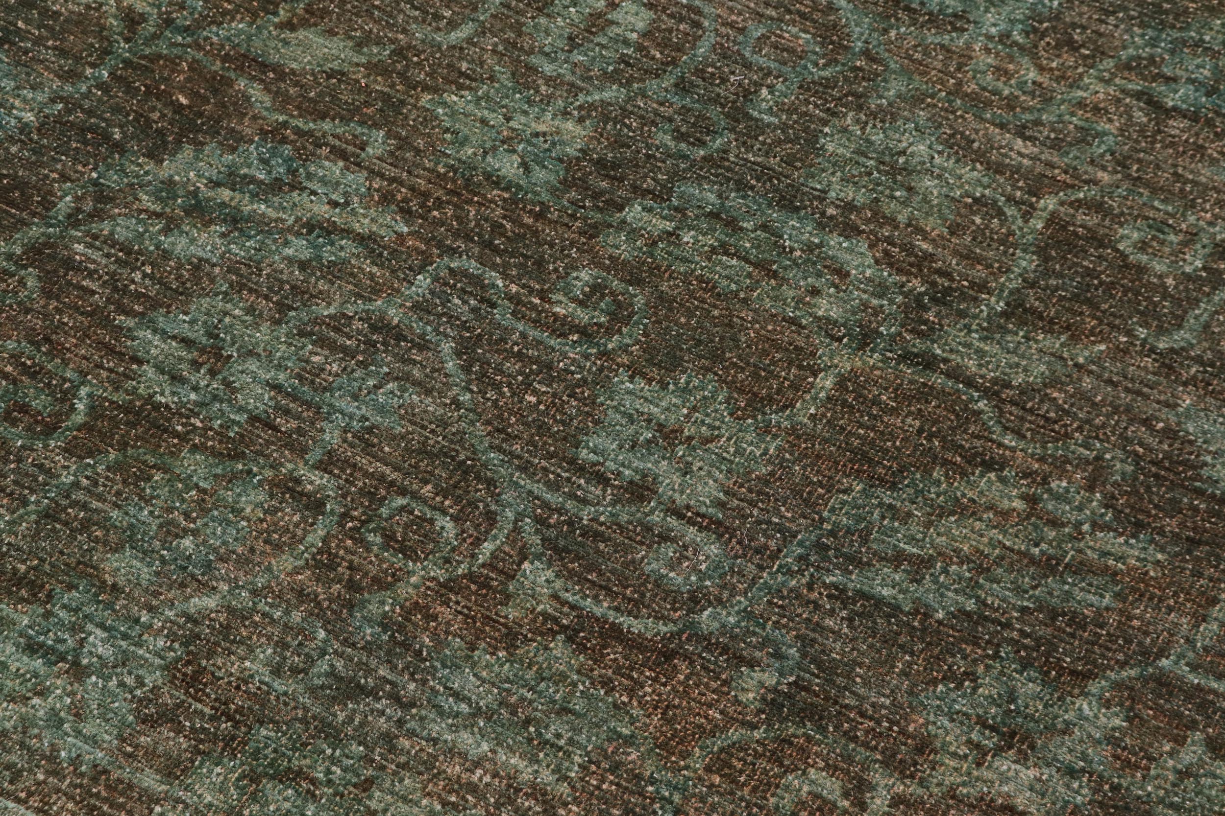 handmade Over Dyed Over Dyed Green Green Hand Knotted RECTANGLE 100% WOOL area rug 6' x 7'