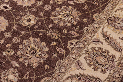 handmade Transitional Kafkaz Brown Beige Hand Knotted RECTANGLE 100% WOOL area rug 9' x 12'