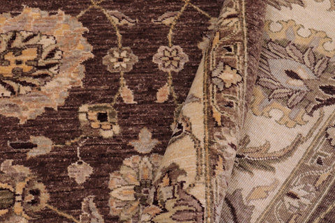 handmade Transitional Kafkaz Brown Beige Hand Knotted RECTANGLE 100% WOOL area rug 9' x 12'