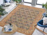 handmade Transitional Antique Lt. Blue Tan Hand Knotted RECTANGLE 100% WOOL area rug 9x11