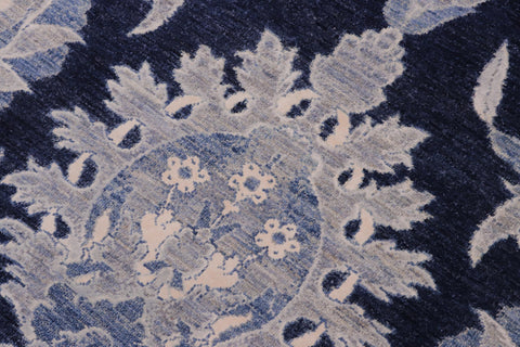 handmade Modern Kafkaz Lt. Blue Blue Hand Knotted RECTANGLE WOOL&SILK area rug 10' x 14'