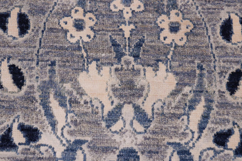 handmade Modern Kafkaz Lt. Blue Blue Hand Knotted RECTANGLE WOOL&SILK area rug 10' x 14'