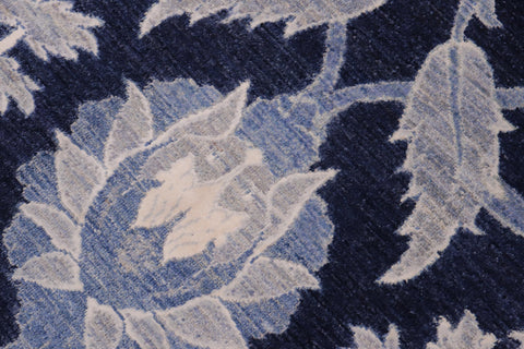 handmade Modern Kafkaz Lt. Blue Blue Hand Knotted RECTANGLE WOOL&SILK area rug 10' x 14'