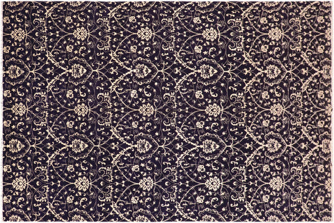 handmade Modern Kafkaz Blue Beige Hand Knotted RECTANGLE 100% WOOL area rug 10' x 15'