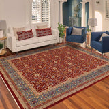 handmade Transitional Kafkaz Red Blue Hand Knotted RECTANGLE 100% WOOL area rug 9 x 11