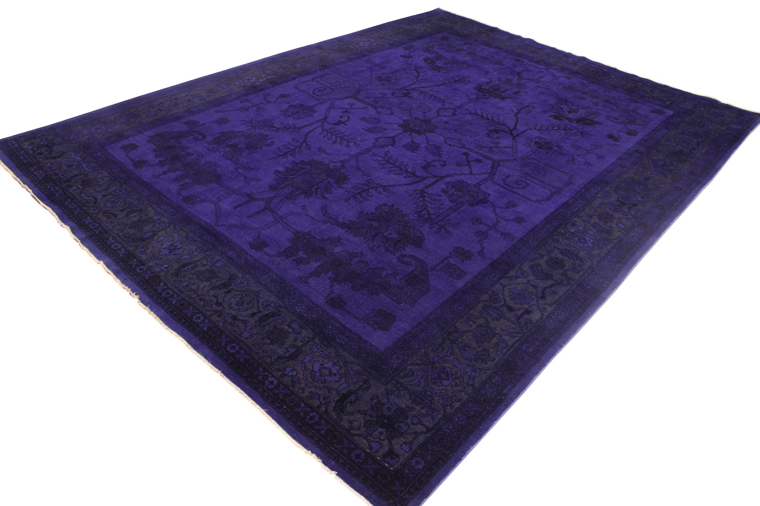 handmade Over Dyed Over Dyed Blue Blue Hand Knotted RECTANGLE 100% WOOL area rug 9' x 11'