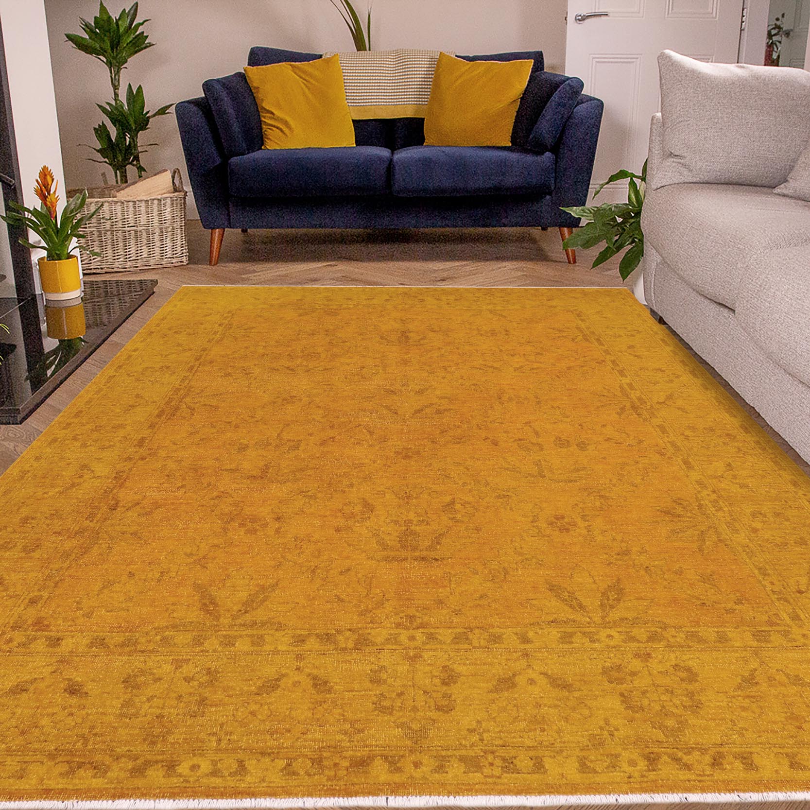 handmade Over Dyed Over Dyed Dark Gold Yellow Hand Knotted RECTANGLE 100% WOOL area rug 8' x 10'