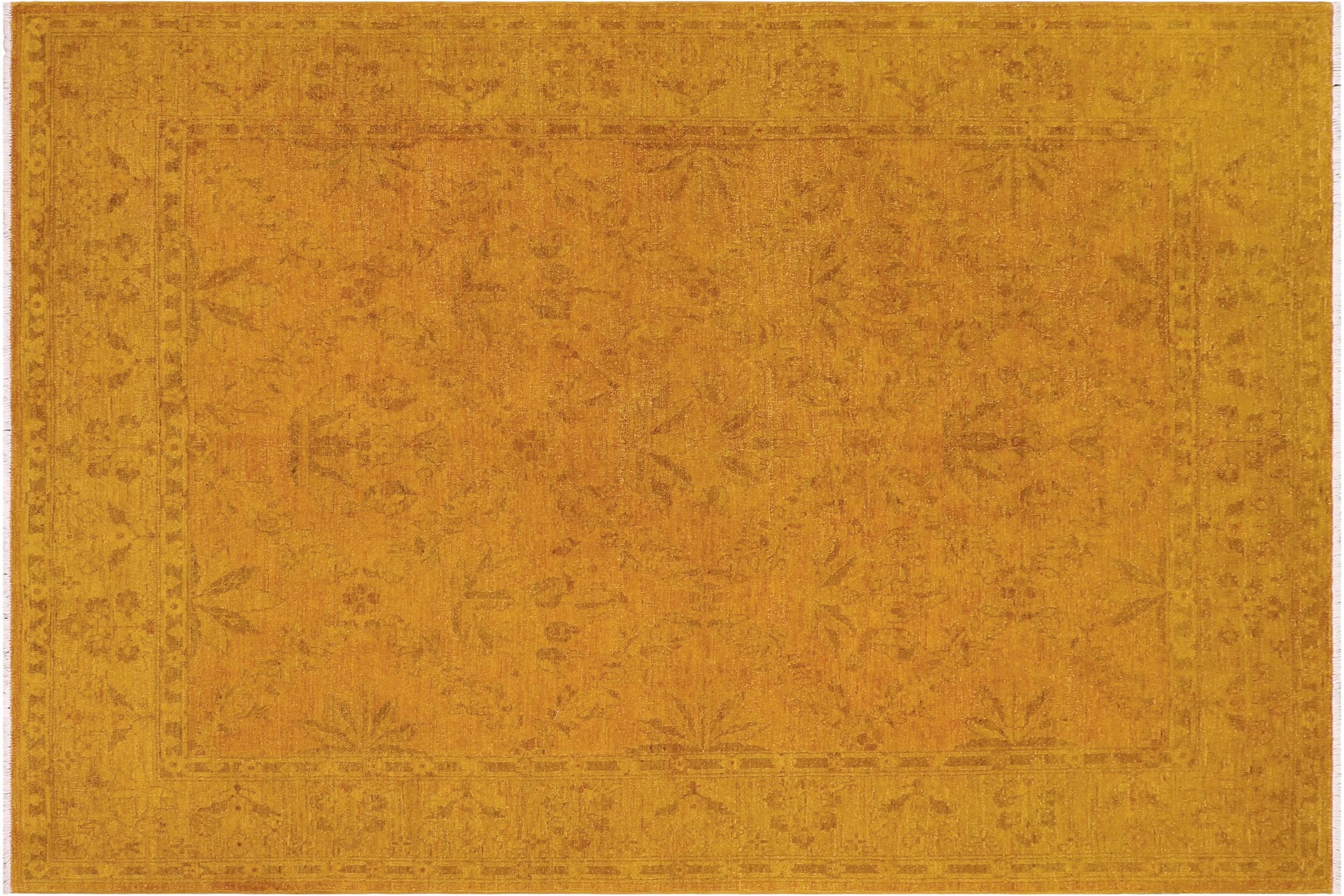 handmade Over Dyed Over Dyed Dark Gold Yellow Hand Knotted RECTANGLE 100% WOOL area rug 8' x 10'
