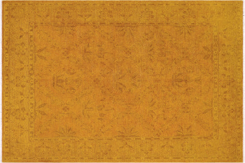 handmade Over Dyed Over Dyed Dark Gold Yellow Hand Knotted RECTANGLE 100% WOOL area rug 8' x 10'
