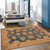 handmade Traditional Kafkaz Blue Gold Hand Knotted RECTANGLE 100% WOOL area rug 10 x 14