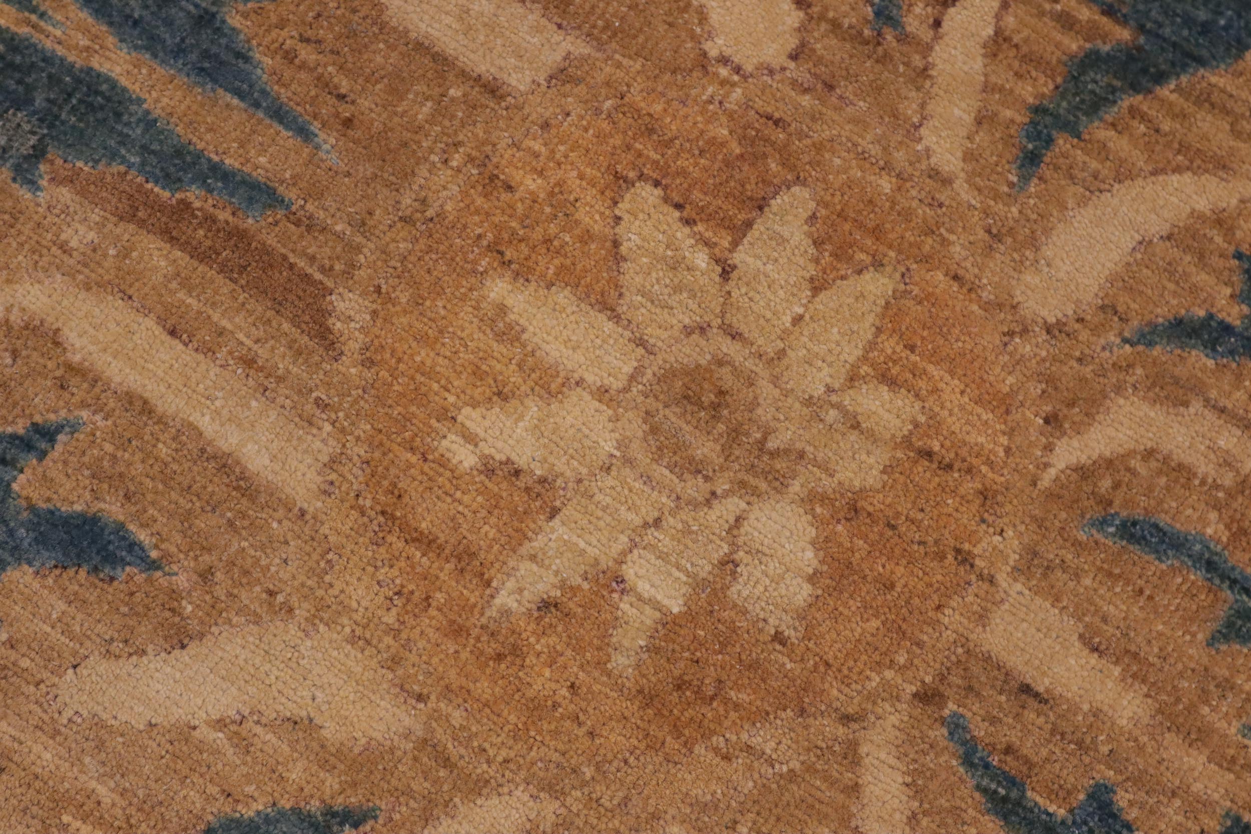 handmade Transitional Kafkaz Blue Gold Hand Knotted RECTANGLE 100% WOOL area rug 10' x 14'