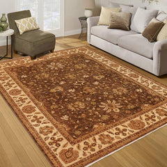 handmade Traditional Kafkaz Brown Beige Hand Knotted RECTANGLE 100% WOOL area rug 9X12